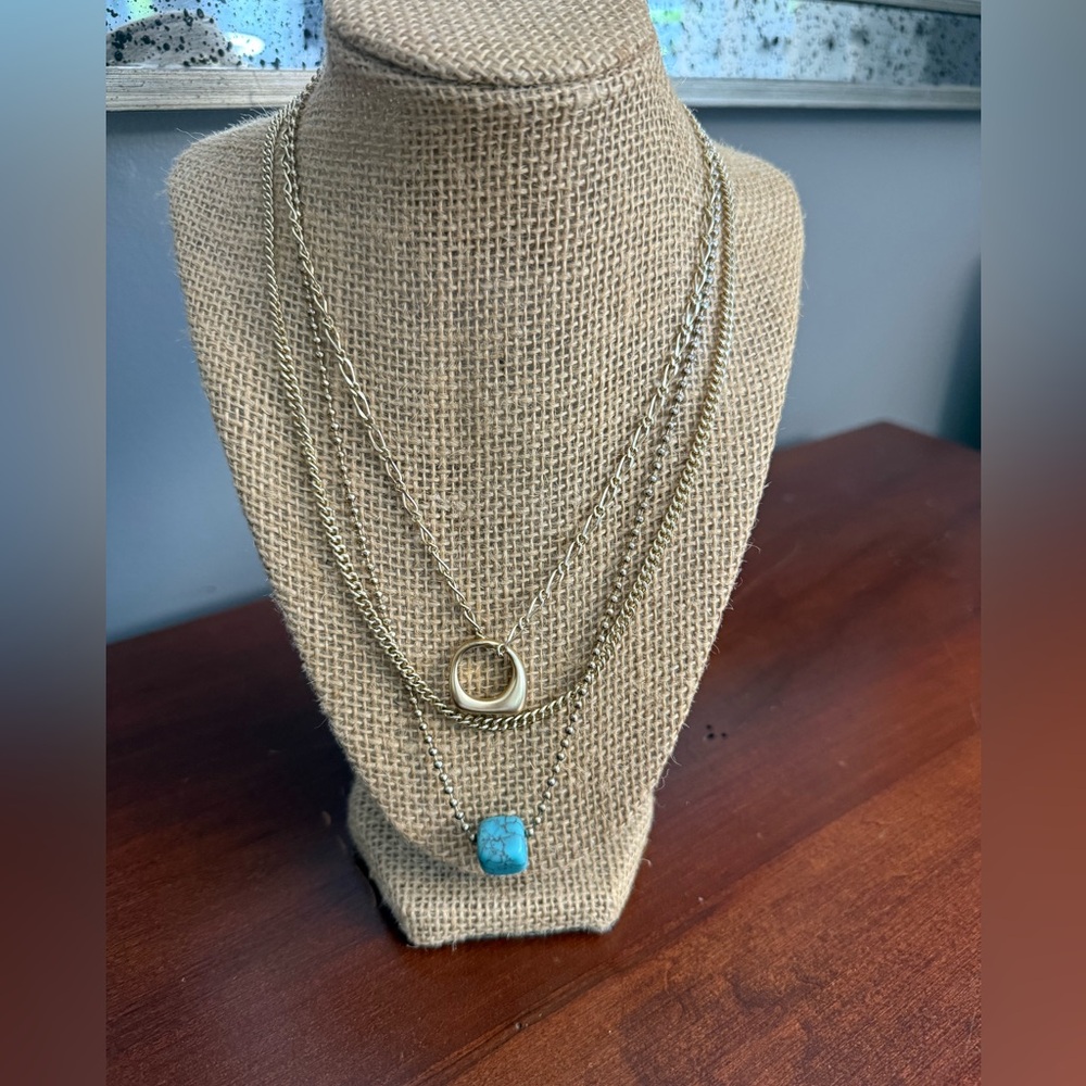 Lucky Brand Elegant Gold Tone and Turquoise Necklace Set